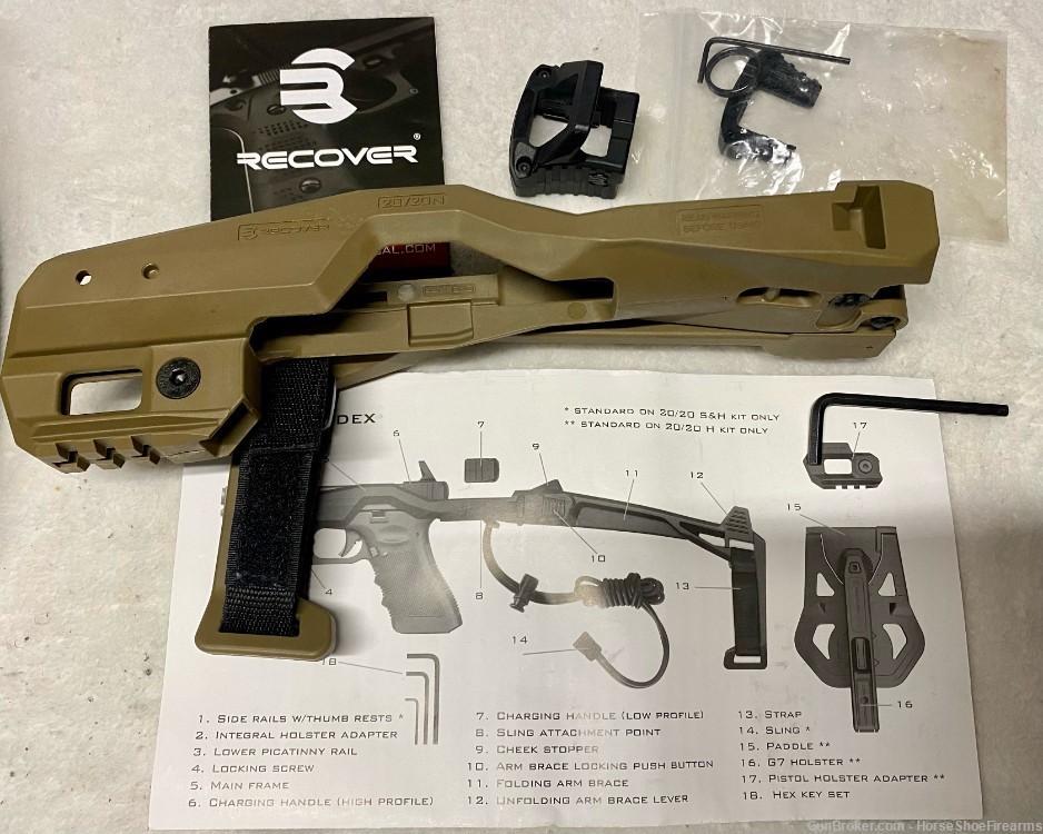 Recover Tactical Stabilizer Kit Base, Brace w/ Strap plus Charging Handle-img-1