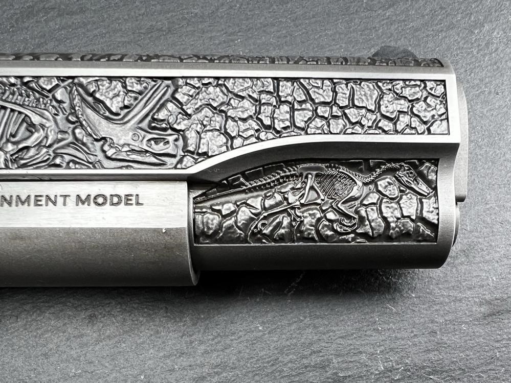 Colt 1911 Custom Engraved Dinosaur-Meteorite by Altamont .38 Super-img-4