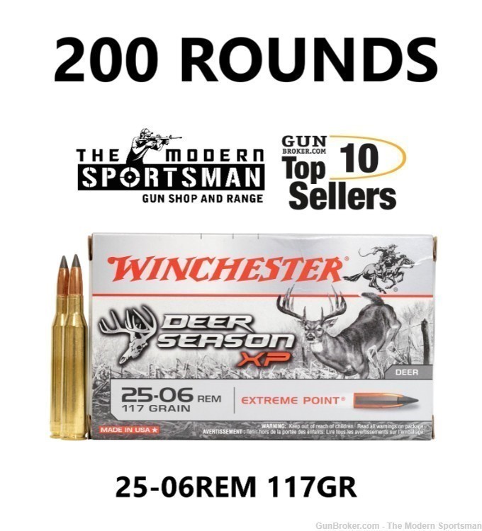 200 Winchester 25-06 Rem 117GR Extreme Point Deer Season XP 200RDS-img-0