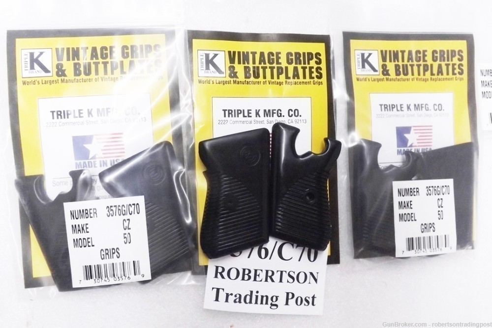 Triple K Grips CZ50 CZ70 Black Polymer 3576G New No Screw Authentic Copy-img-9