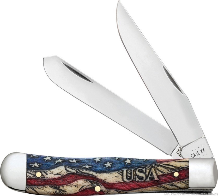 Case XX 36030 Vintage Flag Trapper Folding Knife  SS Blades Bone Handles-img-3