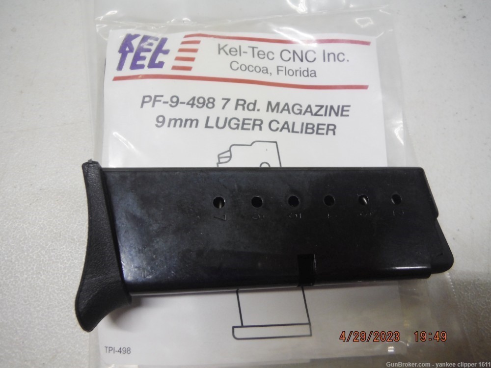 KEL-TEC PF9 9mm 7Rd MAGAZINE PF9-498 New Factory w/Grip Extension-img-0