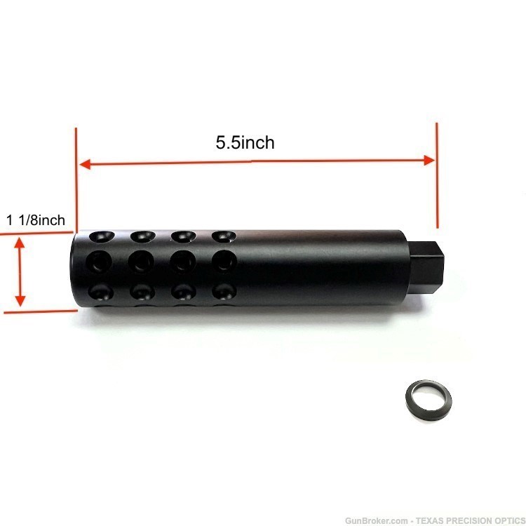 1/2x28 thread 5.5 inch extra long muzzle brake  for .22LR/223/556 w/washer-img-2