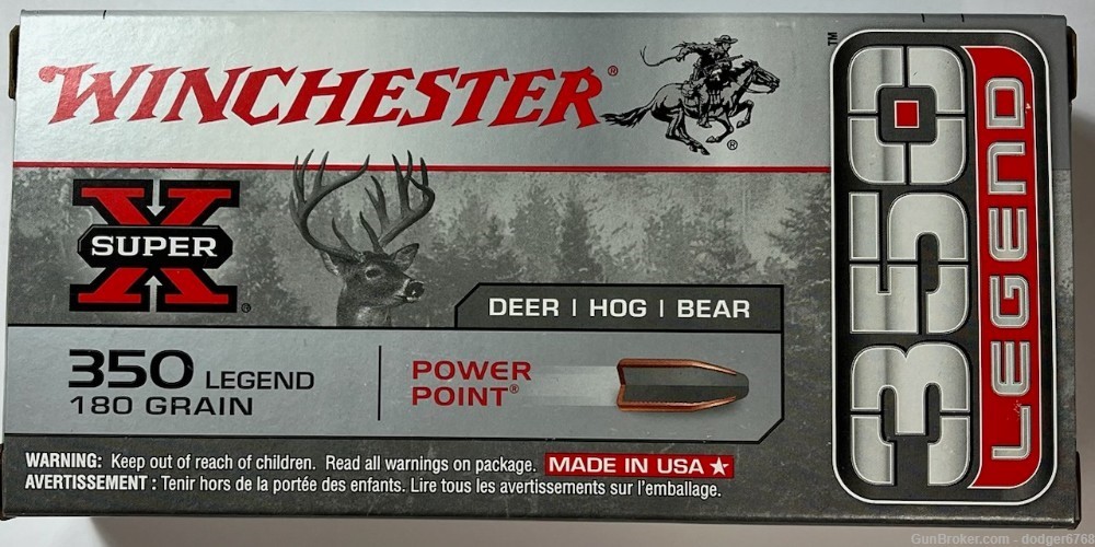 350 LEGEND Winchester SUPER-X 180GR Power Point X3501 200 Rounds -img-1