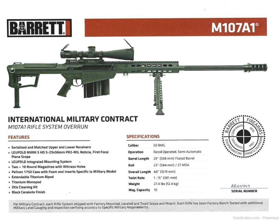 Barrett M107A1 Rifle System overrun package-img-20