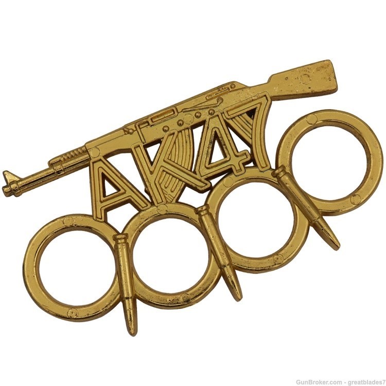 AK 47 Kalashnikova Bullet Knuckles Gold Finish FREE SHIPPING!!!!-img-0