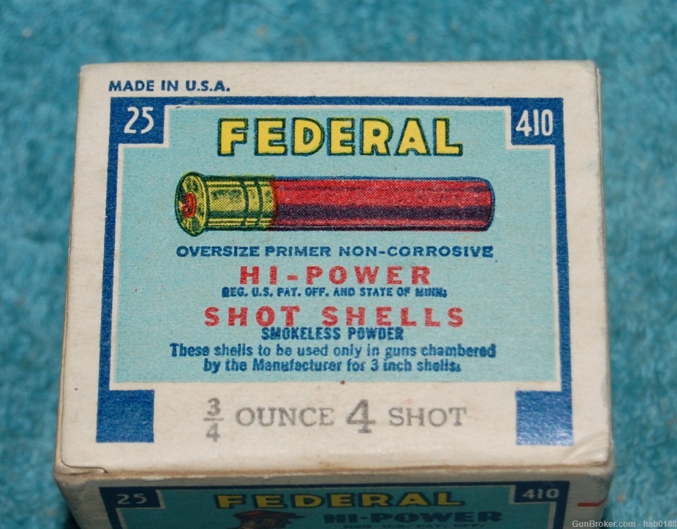 Vintage Full Box of Federal Hi-Power 410 Trap Shooter Red Sweater 3"-img-1