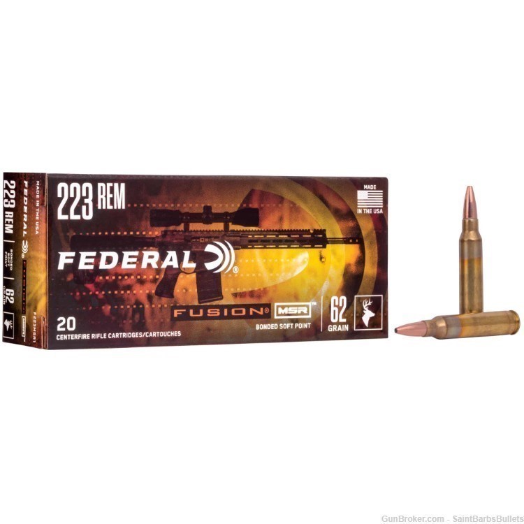 Federal Fusion MSR .223 Remington 62 Grain Soft Point - 20 Rounds-img-0