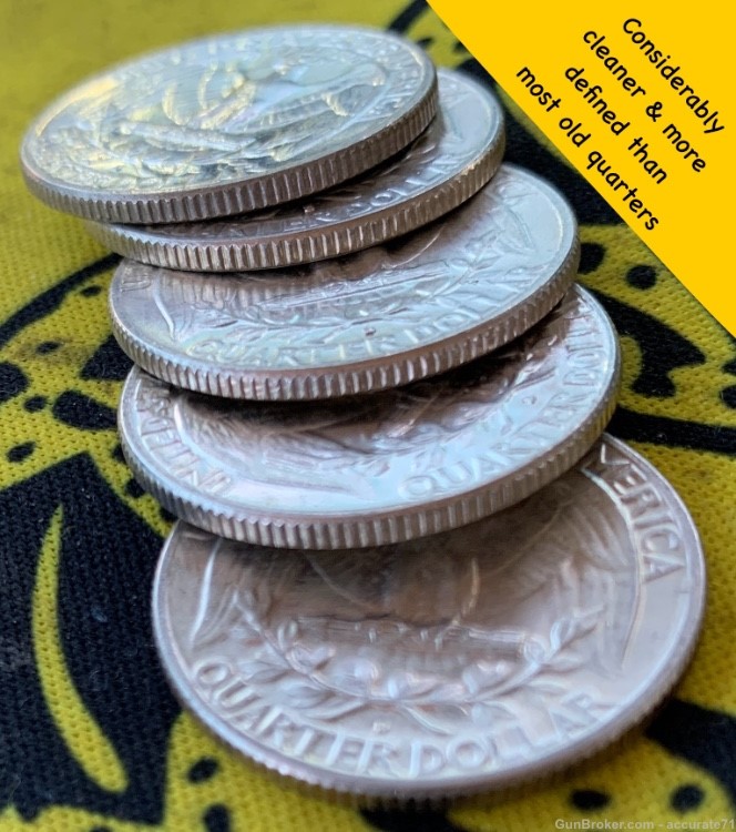 90% Silver Washington Quarters 5 Coins Nicer Grade-img-1