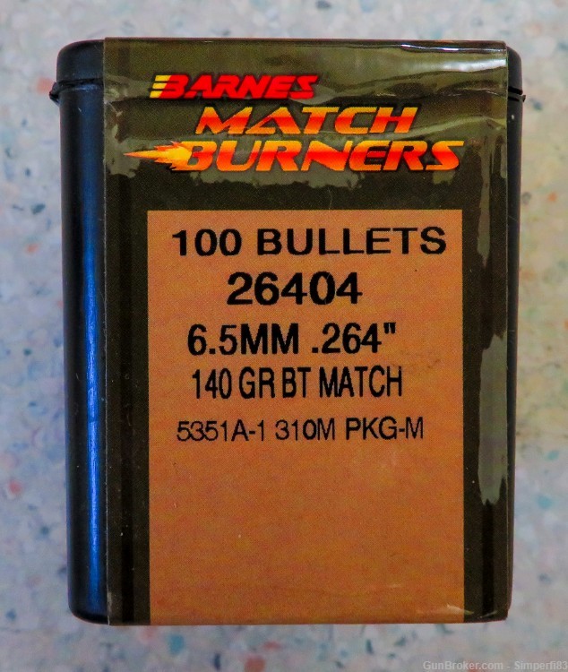 Barnes 6.5 (.264) 10 box Lot of 140 gr BT Match Burner Bullets -img-2