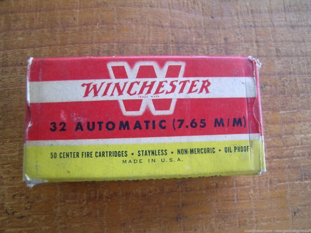 Vintage Winchester 32 ACP Auto 50rd Box Ammo-img-0