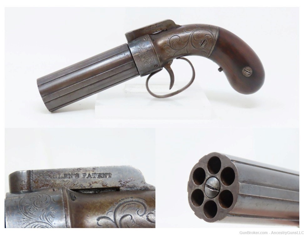 ALLEN & THURBER PEPPERBOX Revolver WORCHESTER MASS 49ers Gold Rush  Antique-img-0