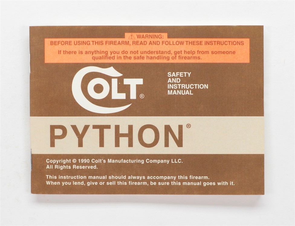 Colt Python Factory Paperwork Packet. 1990 Manual-img-1