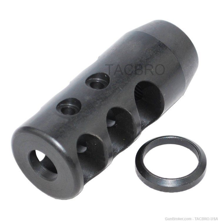 TACBRO AR10 Steel Compact Muzzle Brake 5/8"x24 TPI Compensator For .308-img-0