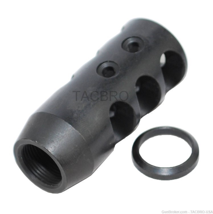 TACBRO AR10 Steel Compact Muzzle Brake 5/8"x24 TPI Compensator For .308-img-1