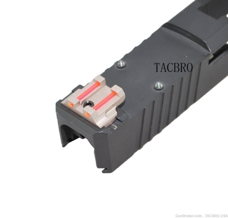 TACBRO Tan Red Fiber Optic Front and Rear Sight For Glock 17 19 22 23-img-2