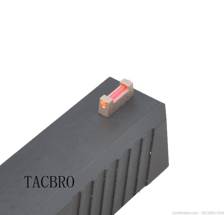 TACBRO Tan Red Fiber Optic Front and Rear Sight For Glock 17 19 22 23-img-3