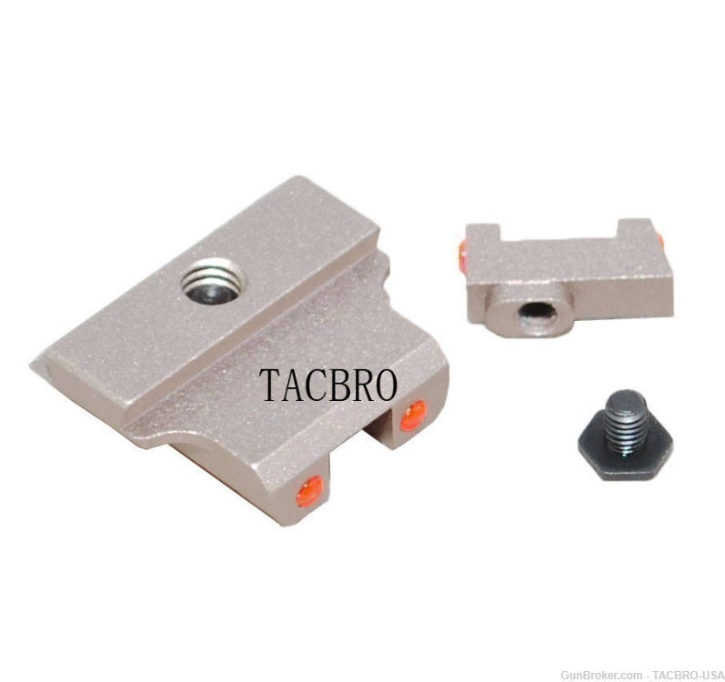 TACBRO Tan Red Fiber Optic Front and Rear Sight For Glock 17 19 22 23-img-1