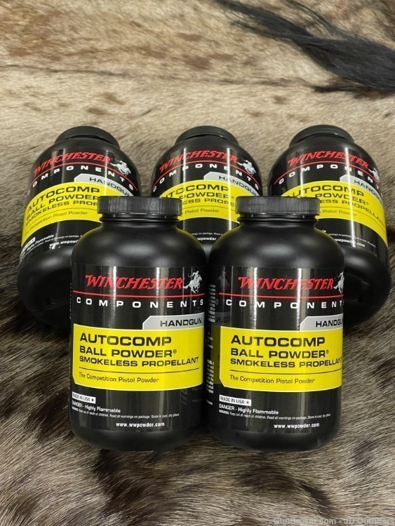 NEW 5 LB OF WINCHESTER AUTOCOMP POWDER IN 1-LB BOTTLES AUTO COMP-img-0
