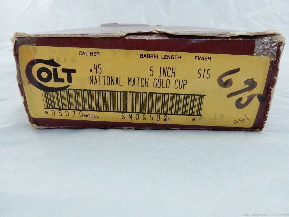Colt National Match Gold Cup Original Box & Insert-img-0