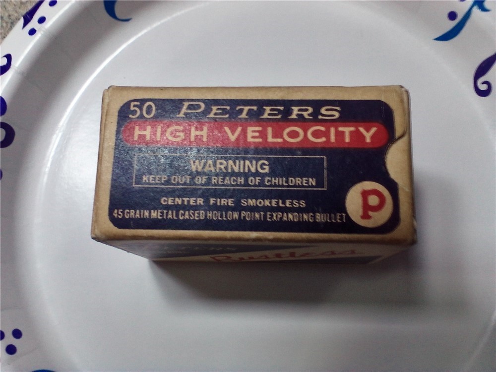 Vintage  Peters Rustless 22 Hornet  High Velocity  45 gr. HP ammo-img-0