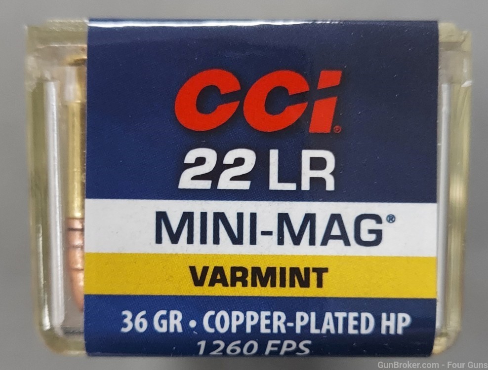 CCI Varmint Mini-Mag 22LR 36Gr Copper Plated Hollow Point 100 RDS-img-2