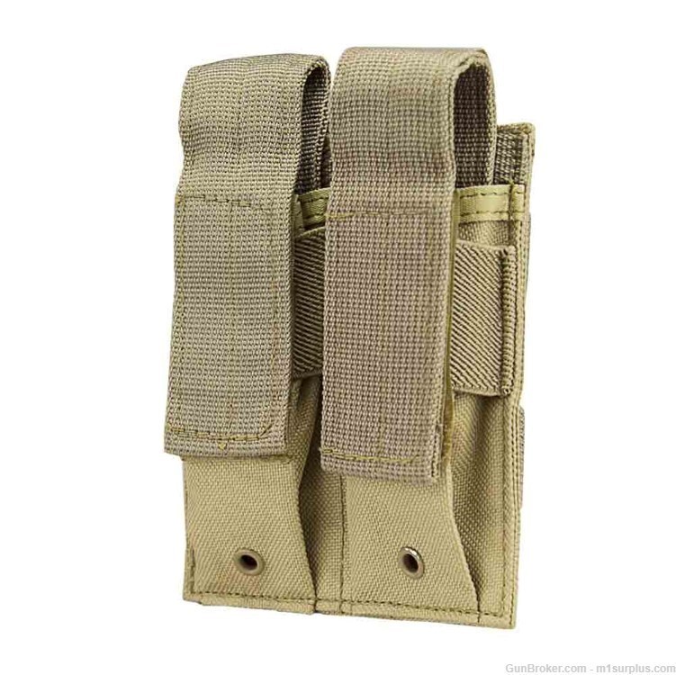 VISM 2 Pocket Tan MOLLE Belt Pouch fits 9mm Ruger P85 P89 P90 Pistols-img-0