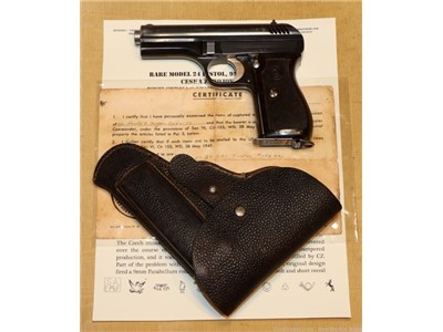 Rare WWII CZ 24 Pistol w/ Holster & Capture Papers