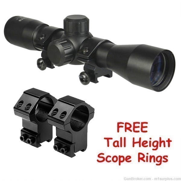Compact 4x32 Scope + Ring Mounts fits Ruger 22 Precision Bolt Action Rifle-img-0