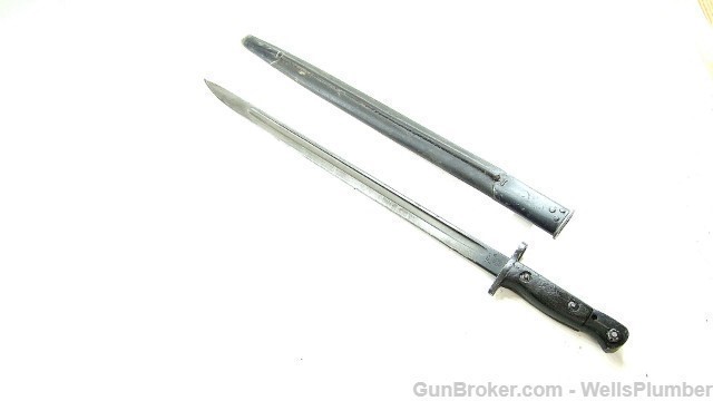BRITISH ENFIELD 1907 BAYONET WITH SCABBARD REMINGTON DATED 1915-img-1