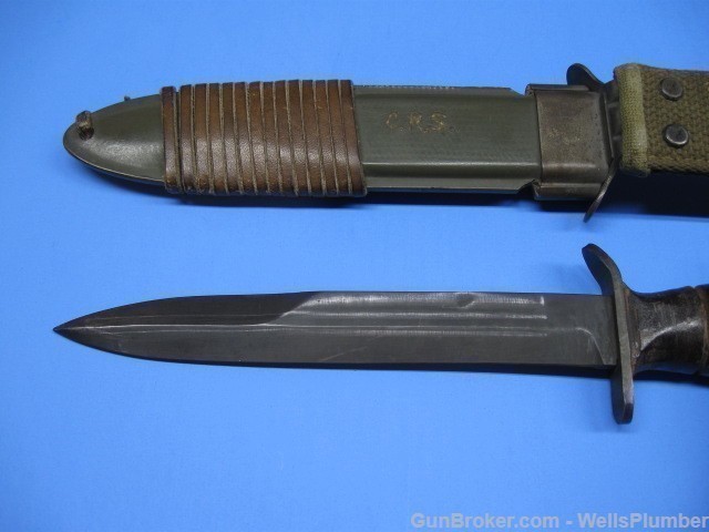 US WWII M3 UTICA BLADE MARKED FIGHTING KNIFE WITH SCABBARD (MINT)-img-5