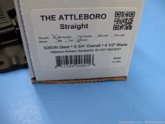 THE ATTLEBORO STRAIGHT KNIFE GRAPHITE BLACK WITH SCABBARD (MINT IN BOX)-img-3