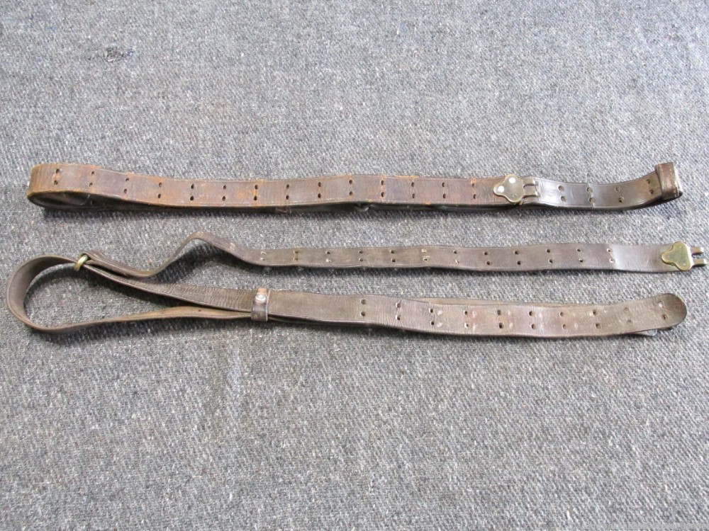 US WWI MODEL 1903 SPRINGFIELD ARMORY LEATHER SLINGS WITH BRASS CLAWS (NICE)-img-0