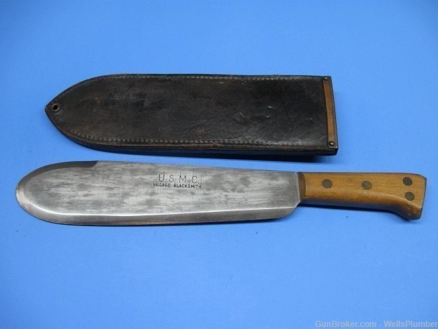 US WWII USMC MEDICAL CORPS BOLO KNIFE WITH ORIGINAL USMC SCABBARD (MINT)-img-0