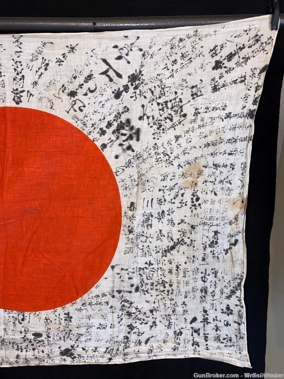 JAPANESE WWII ARMY YOSEGAKI HINOMARU NATIONAL MEATBALL GOOD LUCK FLAG-img-14