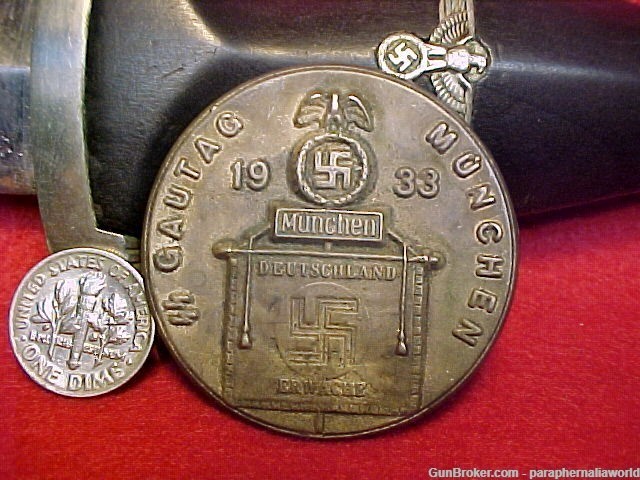 German Very Rare Officials SS Gautag Munchen 1933 Pocket Badge .850 Silber-img-0