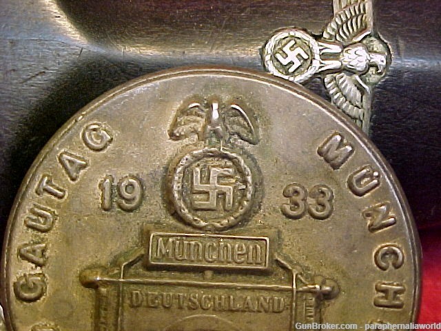 German Very Rare Officials SS Gautag Munchen 1933 Pocket Badge .850 Silber-img-4