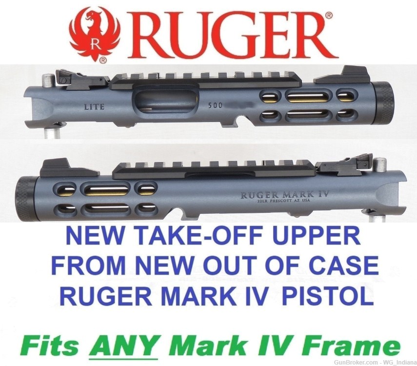 NEW Ruger Mark IV LITE Upper Model 43934 Silver/Blue w/Gold Barrel Liner-img-0