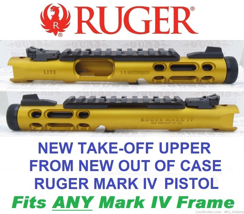 NEW Ruger Mark IV LITE Upper Model 43926 Gold w/Black Barrel Liner-img-0