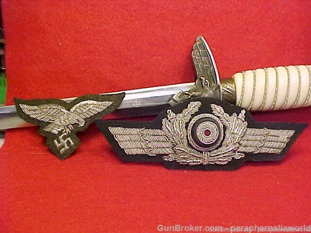 German WWII Rare Orig Luftwaffe Officer Silber Bullion Hat Set Excell. Cond-img-0