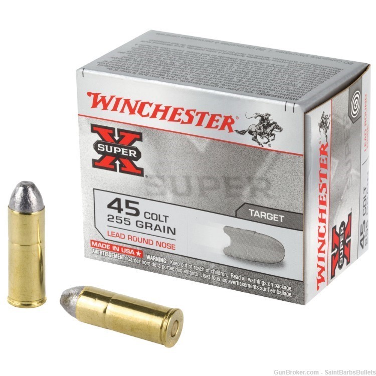 Winchester Super X .45 Long Colt 255 Grain Lead Round Nose Flat Point-img-0