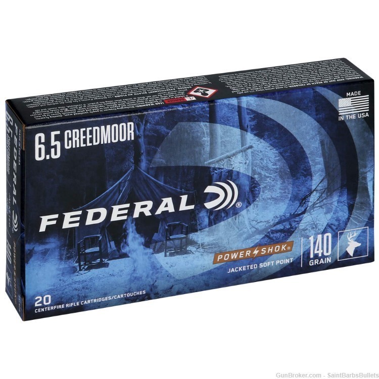 Federal PowerShok 6.5mm Creedmoor 140 Grain Jacketed Soft Point - 20 Rounds-img-0