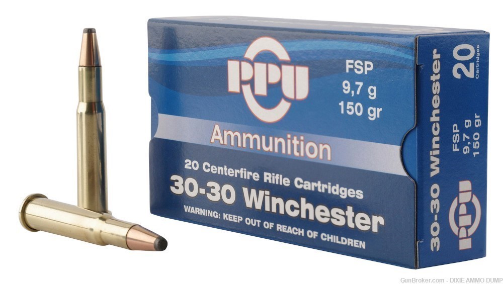 20 Rds PPU PP30301 30-30 Win 150 gr 2390 fps Flat Soft Point-img-0