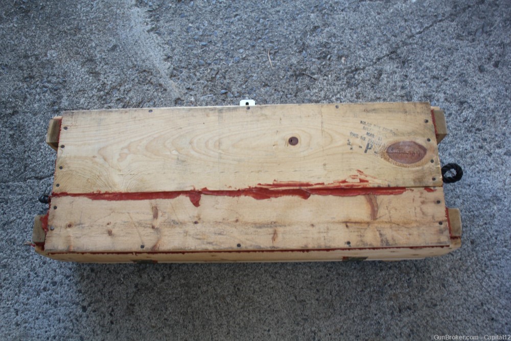 Wooden Cannon Ammo Crate w/Rope Handles, MILAN BOX CORP 1981M30 Mortar-img-4