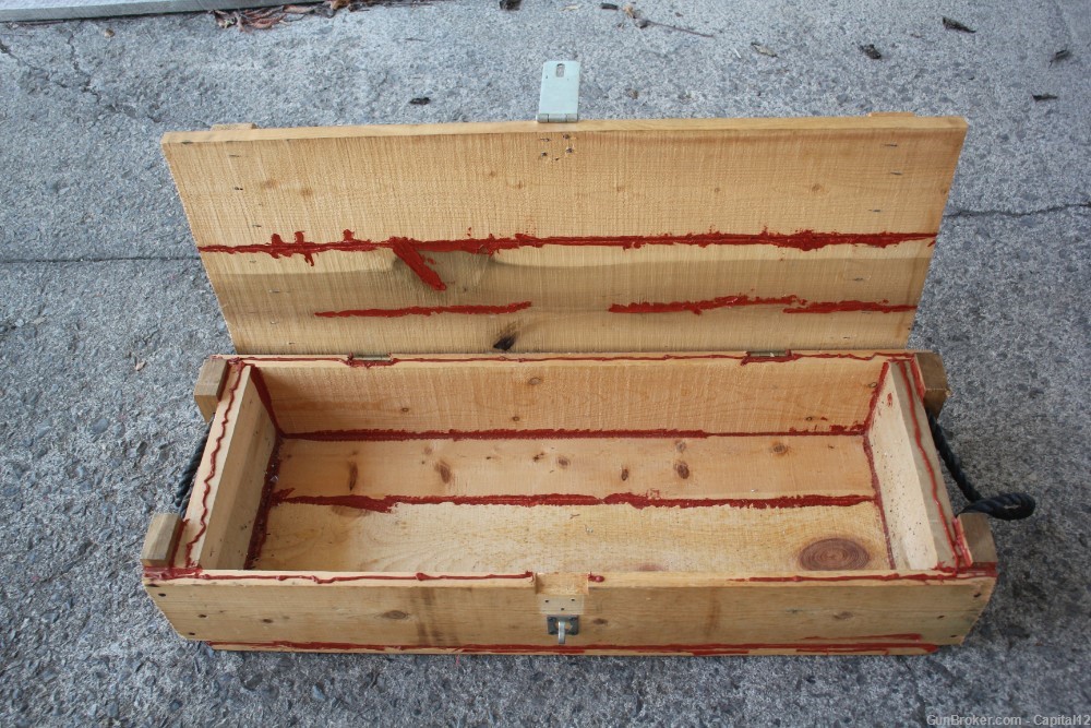 Wooden Cannon Ammo Crate w/Rope Handles, MILAN BOX CORP 1981M30 Mortar-img-1