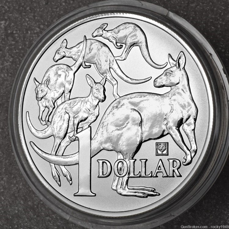 2019 Australia $1 - Mob of Roos w/Panda privy mark - 1oz silver coin-img-0