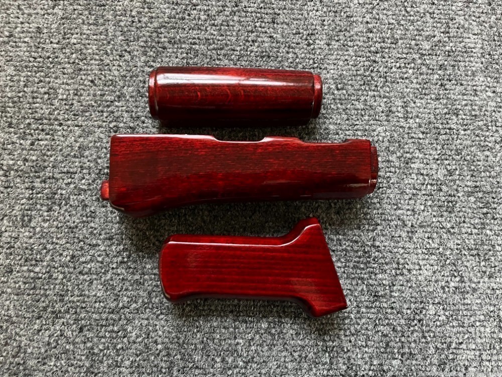 Ruby Red Solid Wood AK Handguard + Pistol Grip Set-img-1