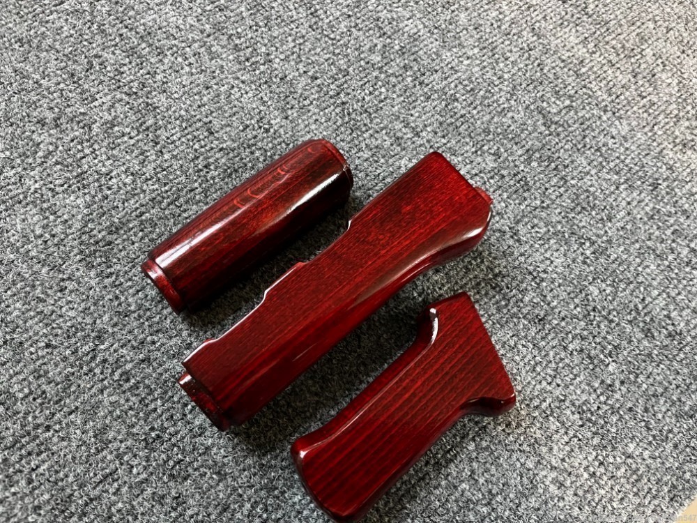 Ruby Red Solid Wood AK Handguard + Pistol Grip Set-img-5