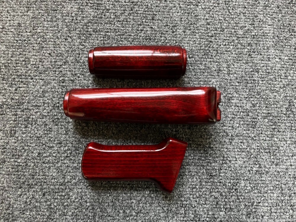 Ruby Red Solid Wood AK Handguard + Pistol Grip Set-img-6