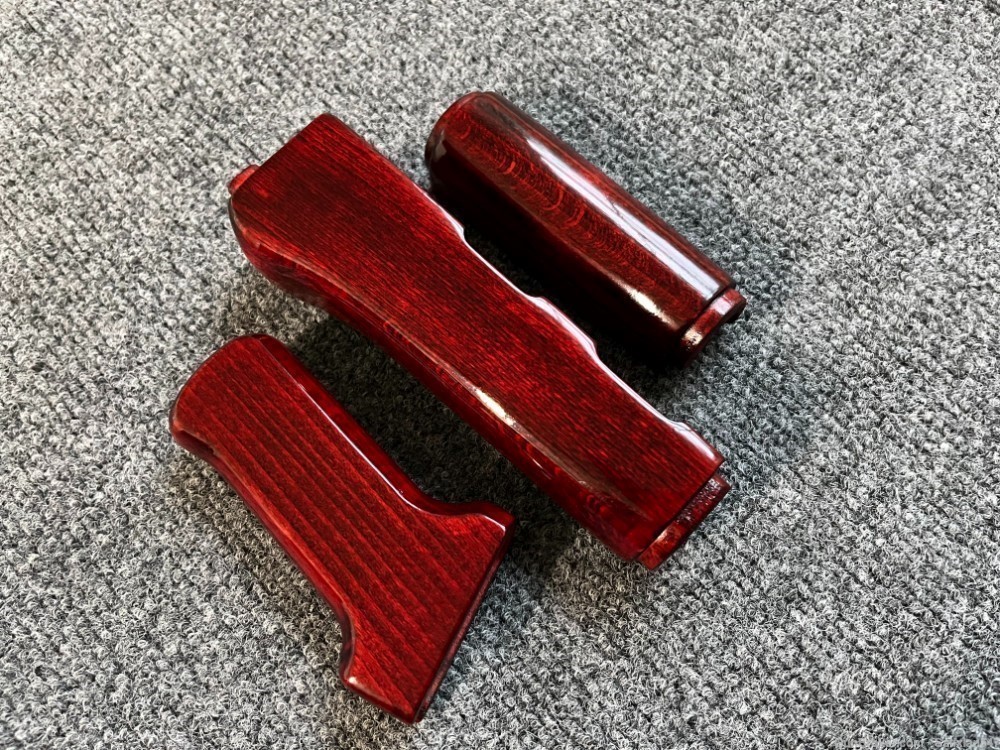 Ruby Red Solid Wood AK Handguard + Pistol Grip Set-img-2
